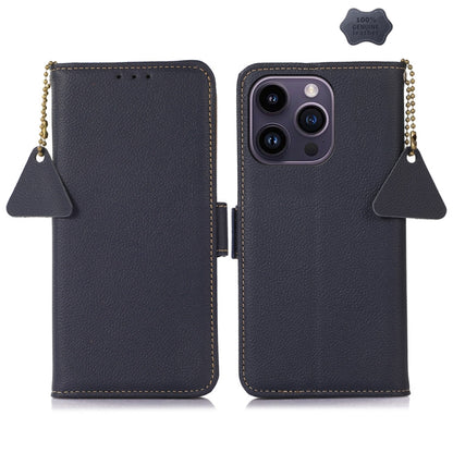 Side-Magnetic TJ Genuine Leather RFID Phone Case, For iPhone 16 Pro Max, For iPhone 16 Pro, For iPhone 16 Plus, For iPhone 16, iPhone 16e