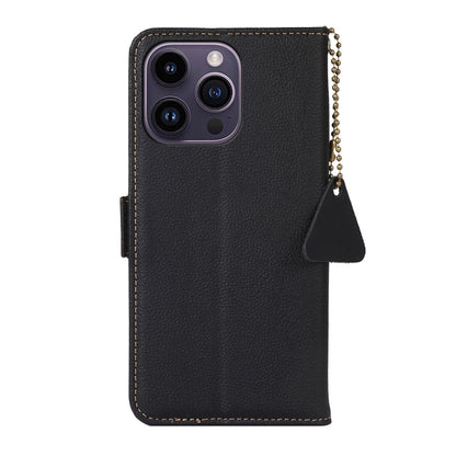 Side-Magnetic TJ Genuine Leather RFID Phone Case, For iPhone 16 Pro Max, For iPhone 16 Pro, For iPhone 16 Plus, For iPhone 16, iPhone 16e