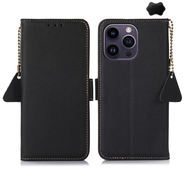 Side-Magnetic TJ Genuine Leather RFID Phone Case, For iPhone 16 Pro Max, For iPhone 16 Pro, For iPhone 16 Plus, For iPhone 16, iPhone 16e