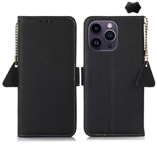 Side-Magnetic TJ Genuine Leather RFID Phone Case, For iPhone 16 Pro Max, For iPhone 16 Pro, For iPhone 16 Plus, For iPhone 16, iPhone 16e