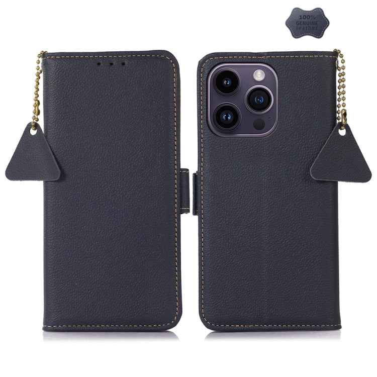 Side-Magnetic TJ Genuine Leather RFID Phone Case, For iPhone 16 Pro Max, For iPhone 16 Pro, For iPhone 16 Plus, For iPhone 16, iPhone 16e