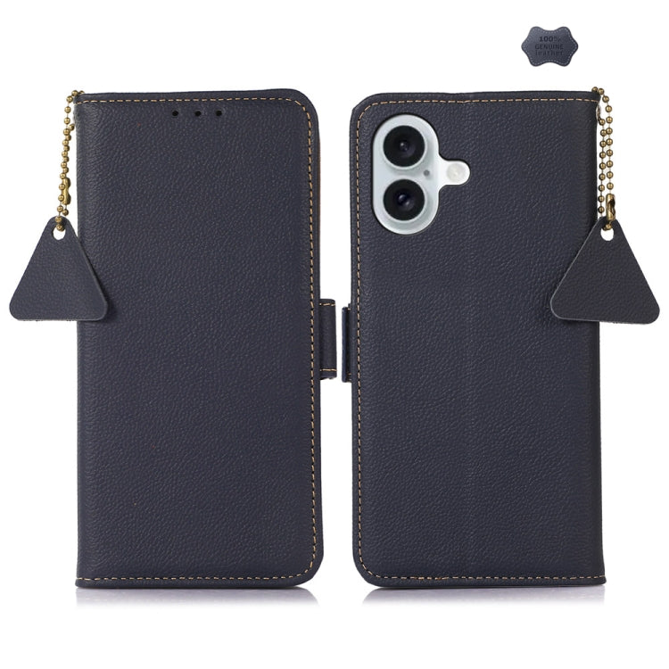 Side-Magnetic TJ Genuine Leather RFID Phone Case, For iPhone 16 Pro Max, For iPhone 16 Pro, For iPhone 16 Plus, For iPhone 16, iPhone 16e