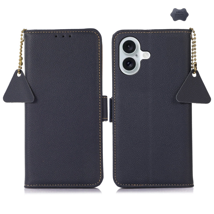 Side-Magnetic TJ Genuine Leather RFID Phone Case, For iPhone 16 Pro Max, For iPhone 16 Pro, For iPhone 16 Plus, For iPhone 16, iPhone 16e