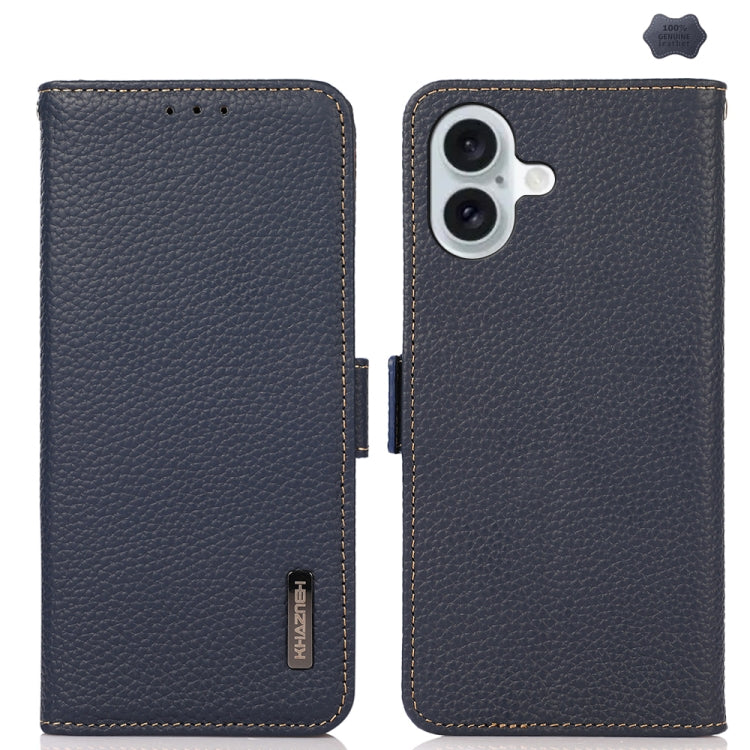 KHAZNEH Side-Magnetic Litchi Genuine Leather RFID Case