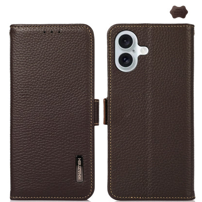 KHAZNEH Side-Magnetic Litchi Genuine Leather RFID Case