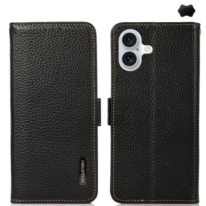 KHAZNEH Side-Magnetic Litchi Genuine Leather RFID Case