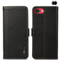 KHAZNEH Side-Magnetic Litchi Genuine Leather RFID Case, For iPhone 16e / 17e, For iPhone 17 Pro Max, For iPhone 17 Pro, For iPhone 17, For iPhone Air, For iPhone 16 Pro Max