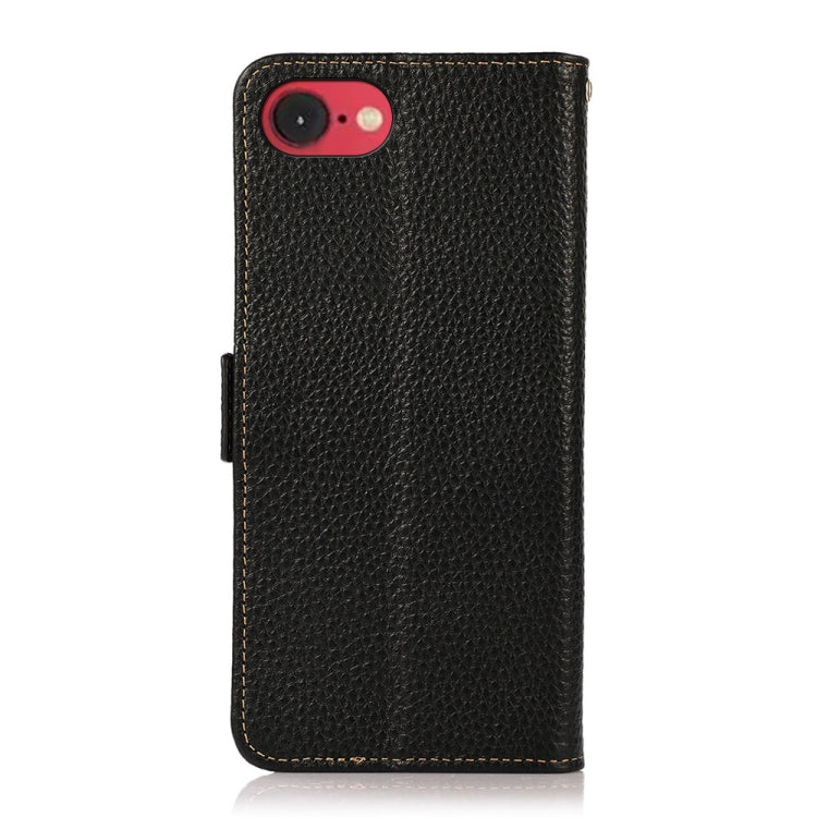 KHAZNEH Side-Magnetic Litchi Genuine Leather RFID Case, For iPhone 16e / 17e, For iPhone 17 Pro Max, For iPhone 17 Pro, For iPhone 17, For iPhone Air, For iPhone 16 Pro Max