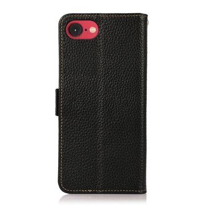 KHAZNEH Side-Magnetic Litchi Genuine Leather RFID Case, For iPhone 16e / 17e, For iPhone 17 Pro Max, For iPhone 17 Pro, For iPhone 17, For iPhone Air, For iPhone 16 Pro Max