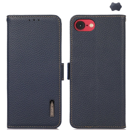 KHAZNEH Side-Magnetic Litchi Genuine Leather RFID Case, For iPhone 16e / 17e, For iPhone 17 Pro Max, For iPhone 17 Pro, For iPhone 17, For iPhone Air, For iPhone 16 Pro Max