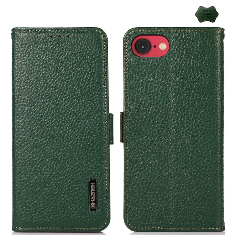KHAZNEH Side-Magnetic Litchi Genuine Leather RFID Case, For iPhone 16e / 17e, For iPhone 17 Pro Max, For iPhone 17 Pro, For iPhone 17, For iPhone Air, For iPhone 16 Pro Max