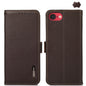 KHAZNEH Side-Magnetic Litchi Genuine Leather RFID Case, For iPhone 16e / 17e, For iPhone 17 Pro Max, For iPhone 17 Pro, For iPhone 17, For iPhone Air, For iPhone 16 Pro Max
