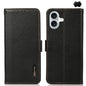KHAZNEH Side-Magnetic Litchi Genuine Leather RFID Case, For iPhone 16e / 17e, For iPhone 17 Pro Max, For iPhone 17 Pro, For iPhone 17, For iPhone Air, For iPhone 16 Pro Max