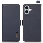 KHAZNEH Side-Magnetic Litchi Genuine Leather RFID Case, For iPhone 16e / 17e, For iPhone 17 Pro Max, For iPhone 17 Pro, For iPhone 17, For iPhone Air, For iPhone 16 Pro Max