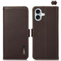 KHAZNEH Side-Magnetic Litchi Genuine Leather RFID Case, For iPhone 16e / 17e, For iPhone 17 Pro Max, For iPhone 17 Pro, For iPhone 17, For iPhone Air, For iPhone 16 Pro Max