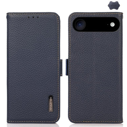 KHAZNEH Side-Magnetic Litchi Genuine Leather RFID Case, For iPhone 16e / 17e, For iPhone 17 Pro Max, For iPhone 17 Pro, For iPhone 17, For iPhone Air, For iPhone 16 Pro Max