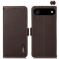 KHAZNEH Side-Magnetic Litchi Genuine Leather RFID Case, For iPhone 16e / 17e, For iPhone 17 Pro Max, For iPhone 17 Pro, For iPhone 17, For iPhone Air, For iPhone 16 Pro Max