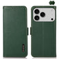 KHAZNEH Side-Magnetic Litchi Genuine Leather RFID Case, For iPhone 16e / 17e, For iPhone 17 Pro Max, For iPhone 17 Pro, For iPhone 17, For iPhone Air, For iPhone 16 Pro Max