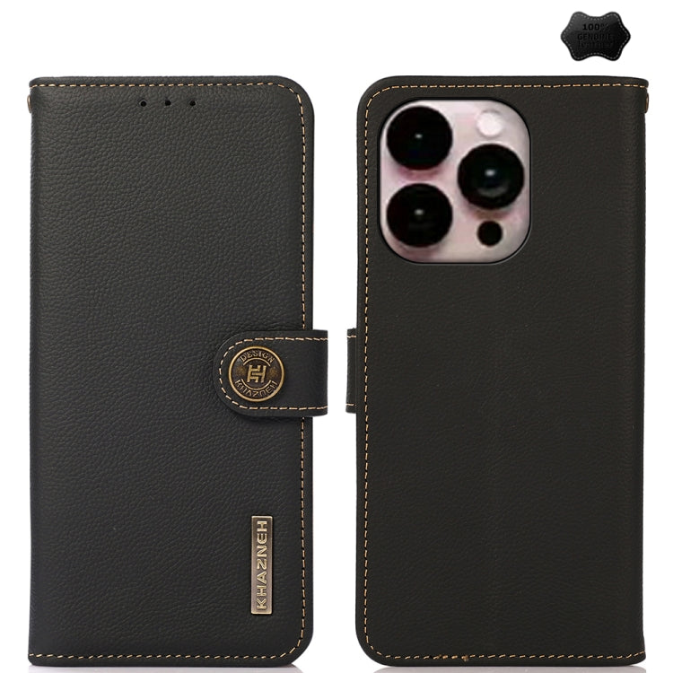 KHAZNEH Custer Genuine Leather RFID Phone Case, For iPhone 16e / 17e, For iPhone 17 Pro Max, For iPhone 17 Pro, For iPhone 17, For iPhone Air, For iPhone 16 Pro Max, For iPhone 16 Pro, For iPhone 16 Plus