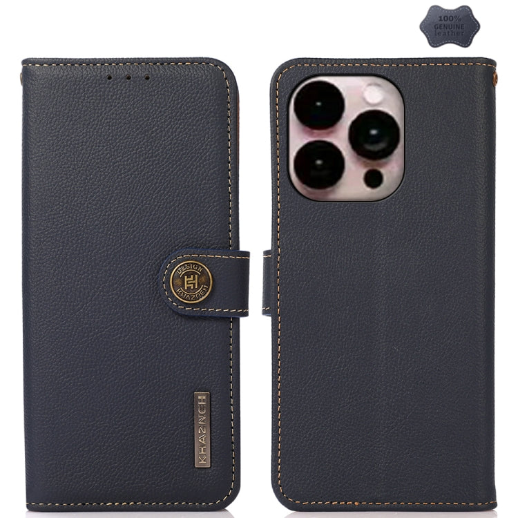 KHAZNEH Custer Genuine Leather RFID Phone Case, For iPhone 16e / 17e, For iPhone 17 Pro Max, For iPhone 17 Pro, For iPhone 17, For iPhone Air, For iPhone 16 Pro Max, For iPhone 16 Pro, For iPhone 16 Plus