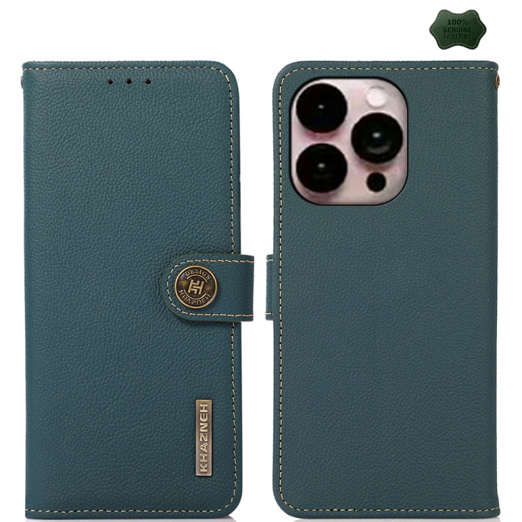 KHAZNEH Custer Genuine Leather RFID Phone Case, For iPhone 16e / 17e, For iPhone 17 Pro Max, For iPhone 17 Pro, For iPhone 17, For iPhone Air, For iPhone 16 Pro Max, For iPhone 16 Pro, For iPhone 16 Plus