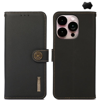 KHAZNEH Custer Genuine Leather RFID Phone Case, For iPhone 16e / 17e, For iPhone 17 Pro Max, For iPhone 17 Pro, For iPhone 17, For iPhone Air, For iPhone 16 Pro Max, For iPhone 16 Pro, For iPhone 16 Plus