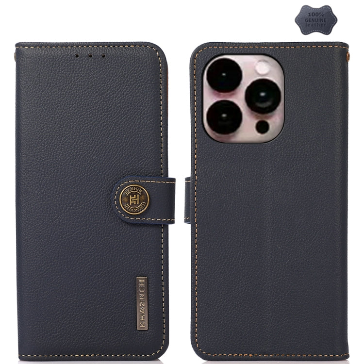 KHAZNEH Custer Genuine Leather RFID Phone Case, For iPhone 16e / 17e, For iPhone 17 Pro Max, For iPhone 17 Pro, For iPhone 17, For iPhone Air, For iPhone 16 Pro Max, For iPhone 16 Pro, For iPhone 16 Plus