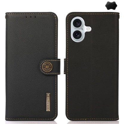 KHAZNEH Custer Genuine Leather RFID Phone Case, For iPhone 16e / 17e, For iPhone 17 Pro Max, For iPhone 17 Pro, For iPhone 17, For iPhone Air, For iPhone 16 Pro Max, For iPhone 16 Pro, For iPhone 16 Plus