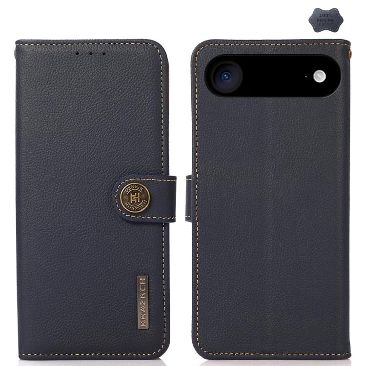 KHAZNEH Custer Genuine Leather RFID Phone Case, For iPhone 16e / 17e, For iPhone 17 Pro Max, For iPhone 17 Pro, For iPhone 17, For iPhone Air, For iPhone 16 Pro Max, For iPhone 16 Pro, For iPhone 16 Plus