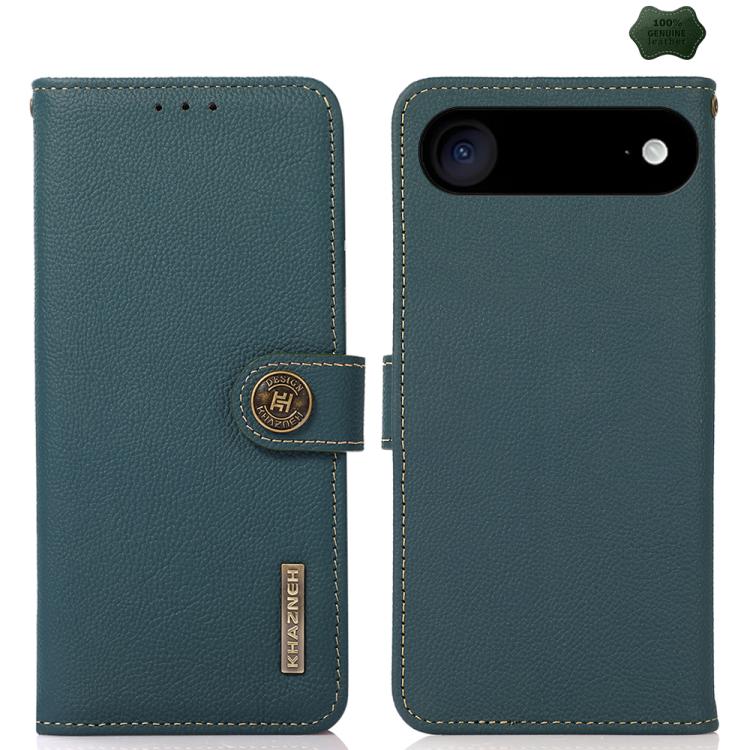KHAZNEH Custer Genuine Leather RFID Phone Case, For iPhone 16e / 17e, For iPhone 17 Pro Max, For iPhone 17 Pro, For iPhone 17, For iPhone Air, For iPhone 16 Pro Max, For iPhone 16 Pro, For iPhone 16 Plus