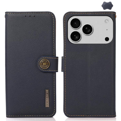 KHAZNEH Custer Genuine Leather RFID Phone Case, For iPhone 16e / 17e, For iPhone 17 Pro Max, For iPhone 17 Pro, For iPhone 17, For iPhone Air, For iPhone 16 Pro Max, For iPhone 16 Pro, For iPhone 16 Plus