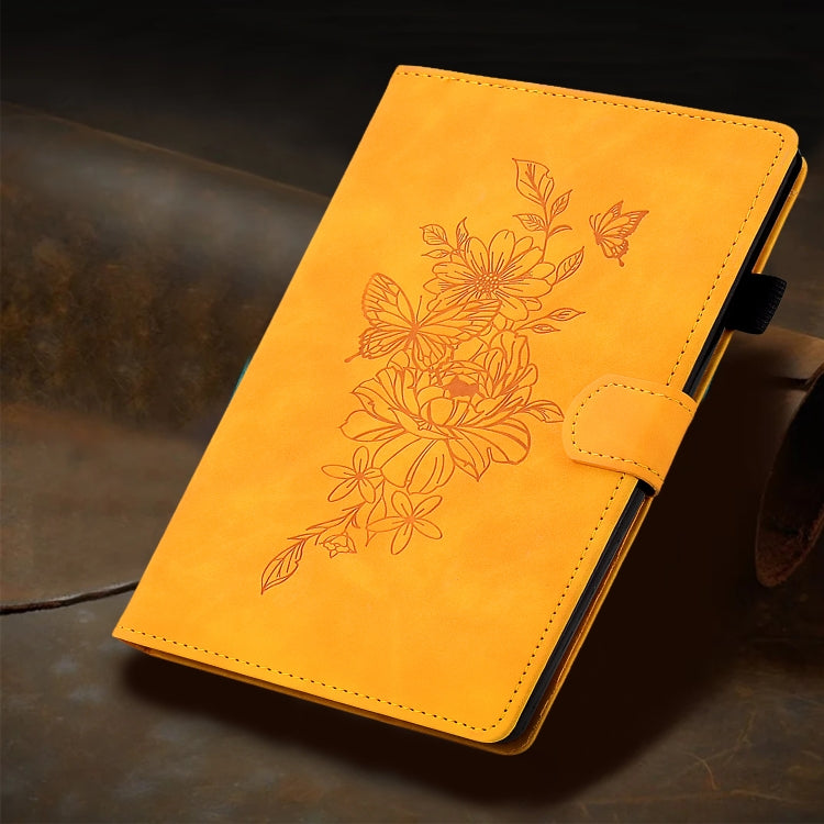 Peony Butterfly Embossed Leather Smart Tablet Case