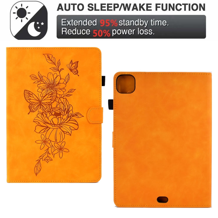 Peony Butterfly Embossed Leather Smart Tablet Case, For iPad Pro 11 2025 / 2024