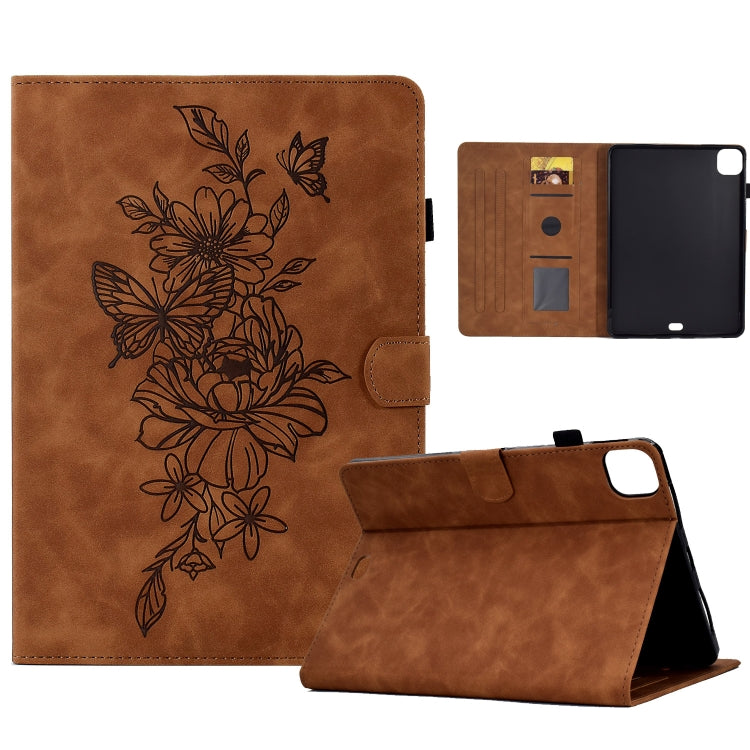 Peony Butterfly Embossed Leather Smart Tablet Case