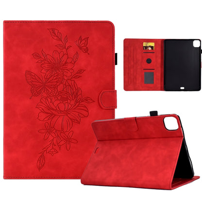Peony Butterfly Embossed Leather Smart Tablet Case, For iPad Pro 11 2025 / 2024