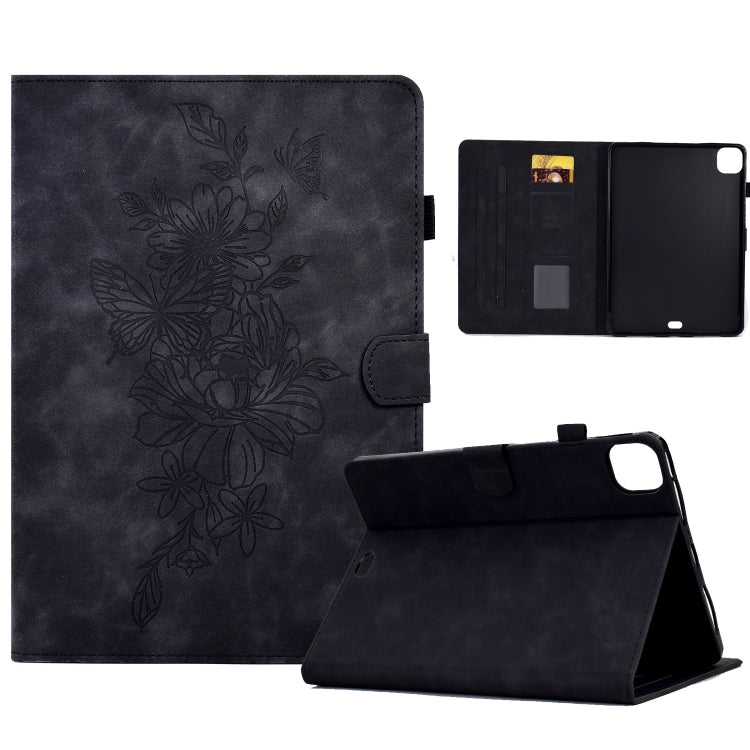 Peony Butterfly Embossed Leather Smart Tablet Case