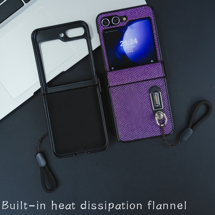 Three Parts Flash Diamond Fold PC Phone Case with Lanyard