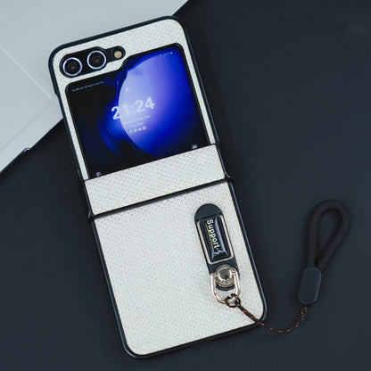 Three Parts Flash Diamond Fold PC Phone Case with Lanyard