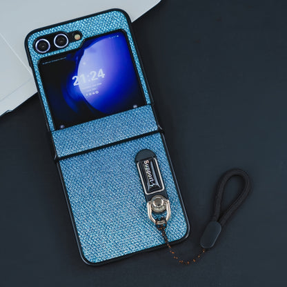 Three Parts Flash Diamond Fold PC Phone Case with Lanyard