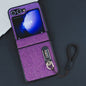 Three Parts Flash Diamond Fold PC Phone Case with Lanyard