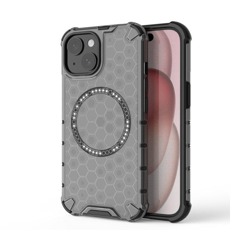 Honeycomb Magnetic Ring Shockproof Phone Case, For iPhone 16, For iPhone 15 Pro Max, For iPhone 15 Pro, For iPhone 15 Plus