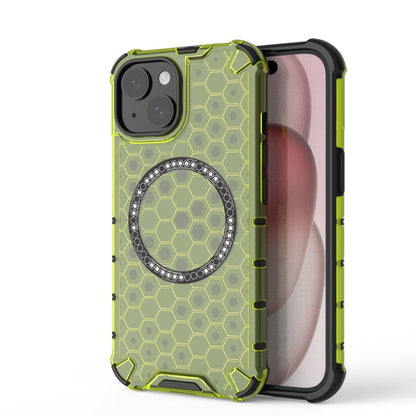 Honeycomb Magnetic Ring Shockproof Phone Case, For iPhone 16, For iPhone 15 Pro Max, For iPhone 15 Pro, For iPhone 15 Plus