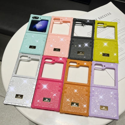 PC Full Diamond Shockproof Folding Phone Case with Swan Logo