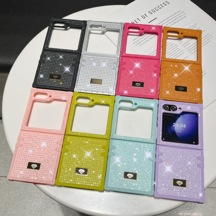 PC Full Diamond Shockproof Folding Phone Case with Diamond Logo