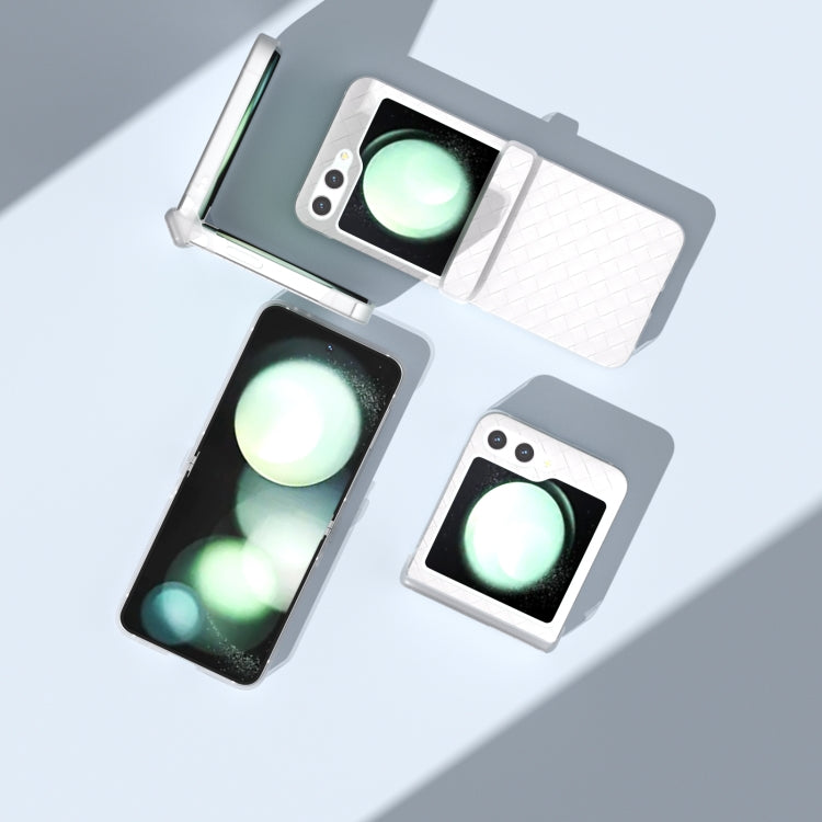 3 in 1 Woven Texture Frosted Translucent Frame PU Phone Case, For Samsung Galaxy Z Flip6 / Flip7 FE, For Samsung Galaxy Z Flip5 5G