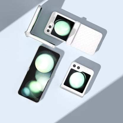 3 in 1 Woven Texture Frosted Translucent Frame PU Phone Case, For Samsung Galaxy Z Flip6 / Flip7 FE, For Samsung Galaxy Z Flip5 5G