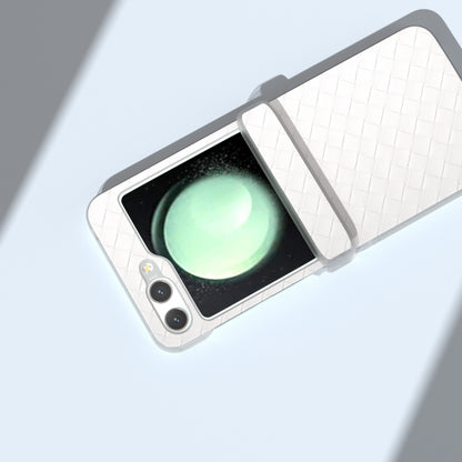 3 in 1 Woven Texture Frosted Translucent Frame PU Phone Case, For Samsung Galaxy Z Flip6 / Flip7 FE, For Samsung Galaxy Z Flip5 5G