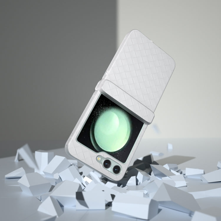 3 in 1 Woven Texture Frosted Translucent Frame PU Phone Case, For Samsung Galaxy Z Flip6 / Flip7 FE, For Samsung Galaxy Z Flip5 5G