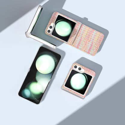 3 in 1 Colorful Rhombic Texture Frosted Translucent Frame PU Phone Case, For Samsung Galaxy Z Flip6 / Flip7 FE, For Samsung Galaxy Z Flip5 5G