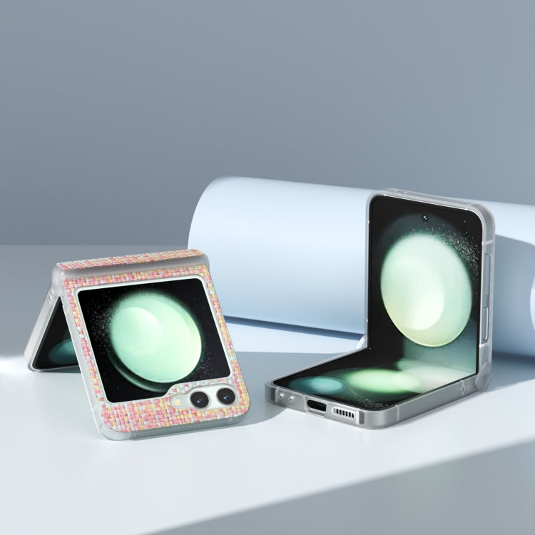 3 in 1 Colorful Rhombic Texture Frosted Translucent Frame PU Phone Case, For Samsung Galaxy Z Flip6 / Flip7 FE, For Samsung Galaxy Z Flip5 5G